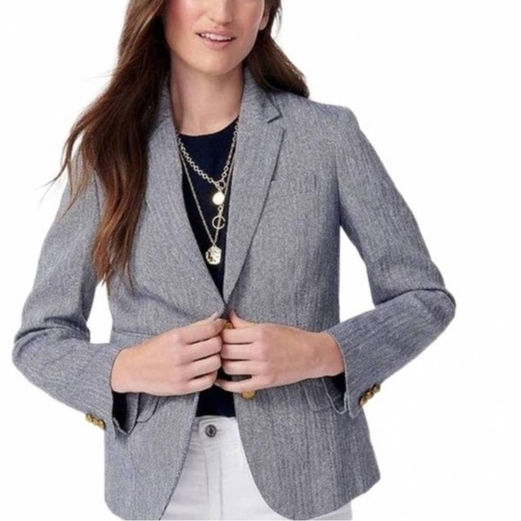 J. Crew Navy White Dalton Academia blazer in Italian cotton-linen